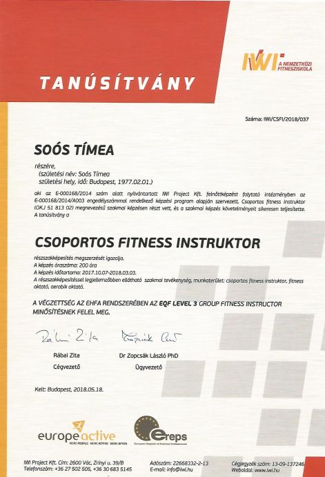 Soós Tímea csoportos fitness instuktor